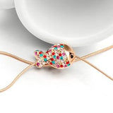 Pozlačena ogrlica z obeskom ribice in kristali Swarovski