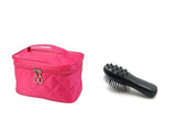 Masažna ščetka na baterije in kozmetična torbica v rozi barvi